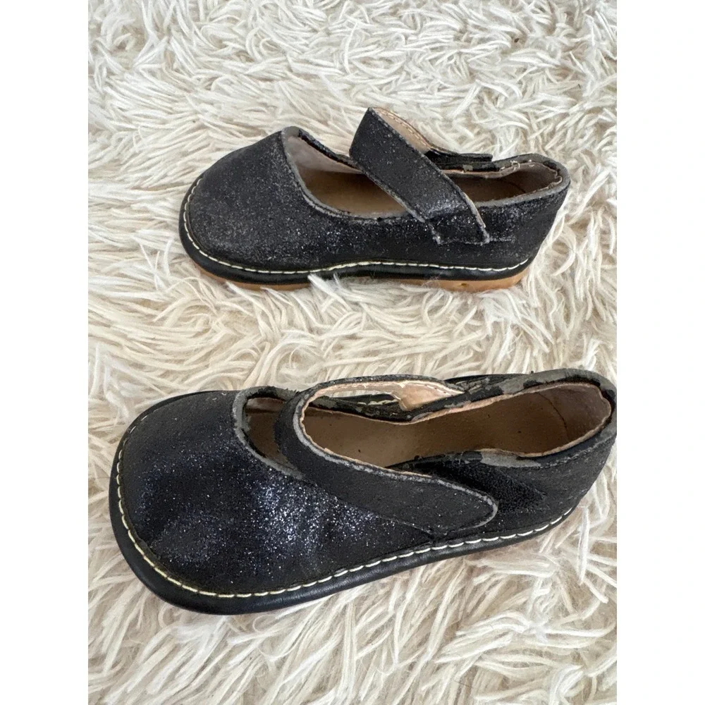 Squeak & Goggle‎ Sparkling Black Mary Jane Shoes Toddler Kids Size 4